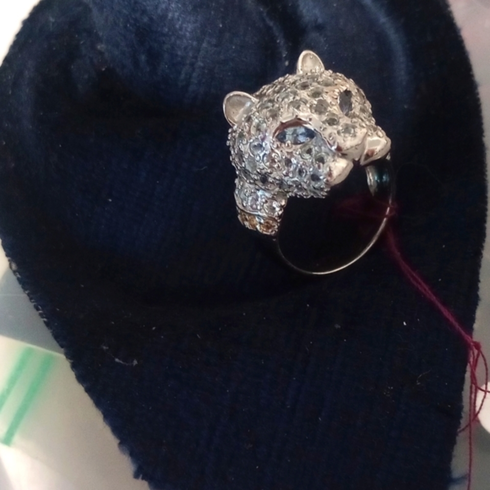 panther Ring-(Aquamarine)- Sz-8